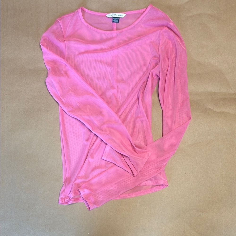 American Eagle Outfitters Vibrant Pink Mesh Top